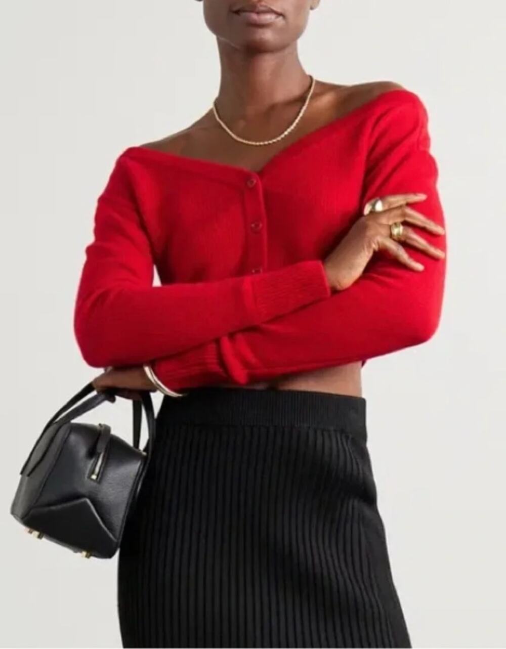 Reformation Red Millie Cashmere Blend Cropped Cardigan S